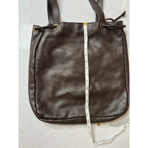 Y2K Hilton Weiner Leather Perforated Purse Studded Brown Bucket Bag Grommets - Picture 3 of 16